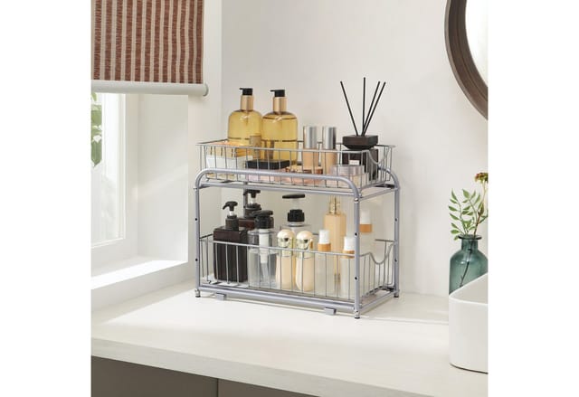 Songmics Küchen-Organizer Patalla mit 2 Metallkörben Grau