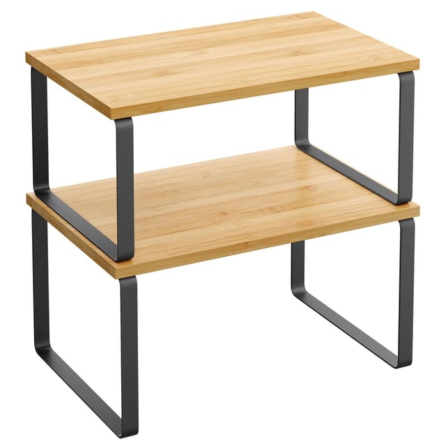 Songmics Gewürzregale-Set Bystro mit Metallrahmen Natur-Schwarz 2-teilig