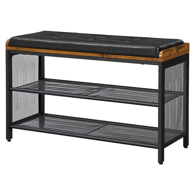 Songmics Schuhbank Dacey mit Kissen 80 x 30 x 48 cm Schwarz-Braun