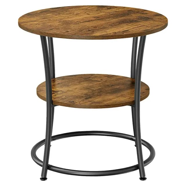 Songmics Couchtisch Dacey-old mit 2 Ablagen Rund Braun-Schwarz