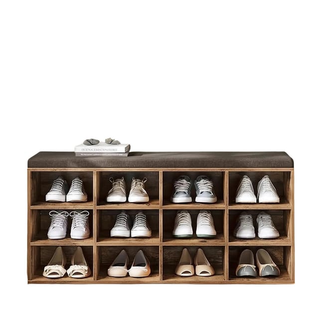 Songmics Sitzbank Custos mit Stauraum 12 Fächer Braun