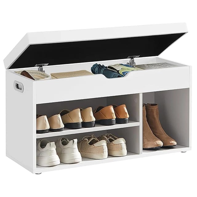 Songmics Schuhbank Custos mit Kissen 3 Fächer Weiß