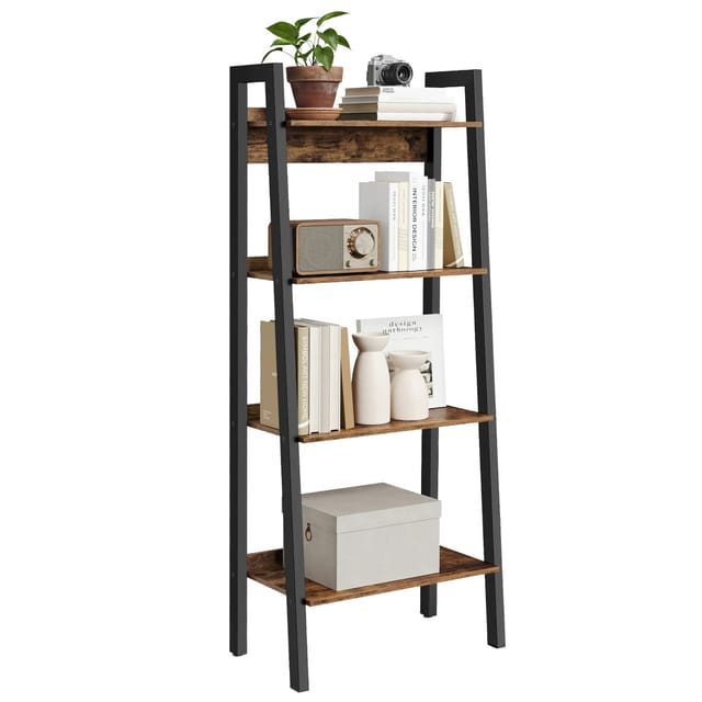 Songmics Bücherregal Barnet 4 Böden Industrie-Design Schwarz-Braun