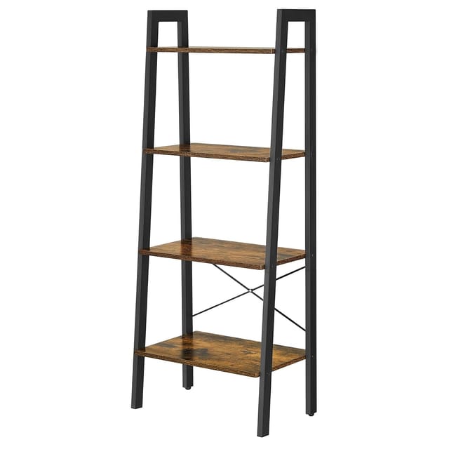 Songmics Leiterregal Barnet 4 Ablagen Industrie-Design Braun-Schwarz