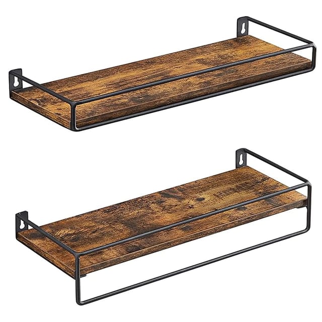 Songmics Gewürzregale-Set Barnet-old Wandmontage Braun-Schwarz 2-teilig