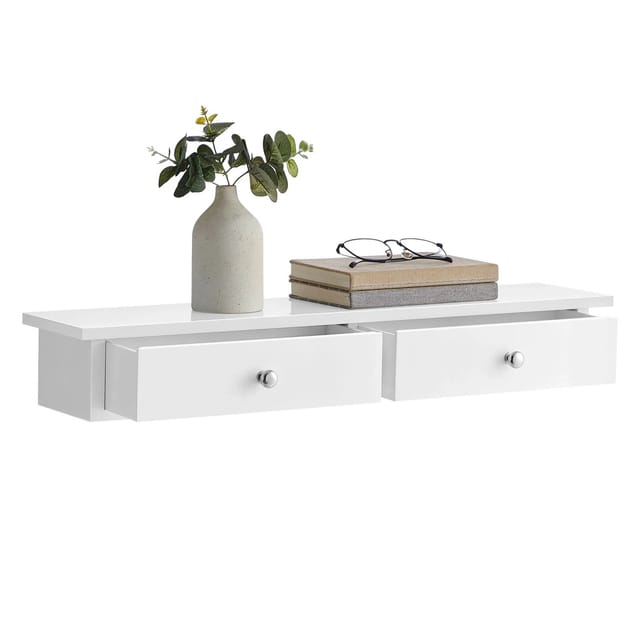 Songmics Wandregal Custos-old 2 Schubladen 15 x 65 x 10 cm Weiß