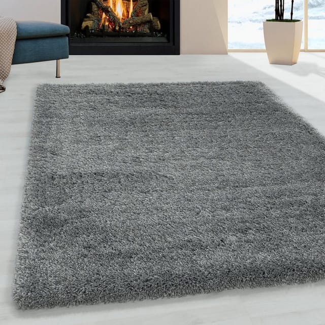 Ayyildiz Hochflorteppich Fluffy 3500 Hellgrau 140 cm x 200 cm