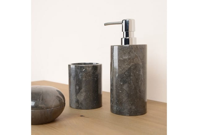 Wohnfreuden Marmor Naturstein Seifenspender 20 cm Schwarz Rund