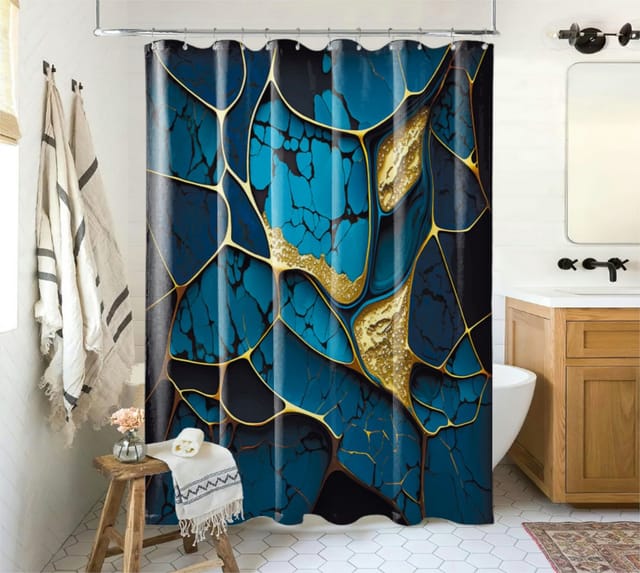 SANILO Duschvorhang Marmor Cobalt 180 x 200 cm