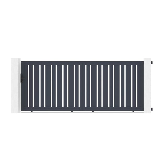 Casanoov Schiebetor 3 5X1 4M Veymont & 2 Eifel Pfosten H 166Cm Grau