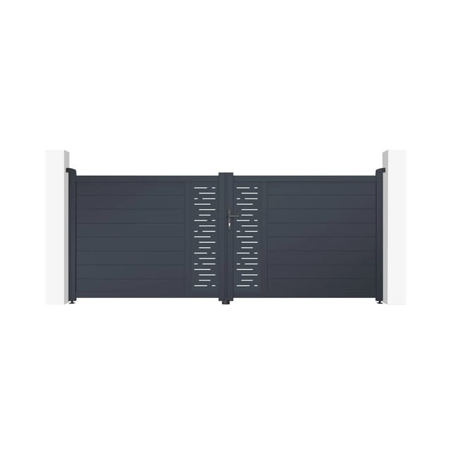 Casanoov Flügeltor Elektrisch Arlberg 350x140cm Aluminium Grau & Drehtorantrieb Bunker B500