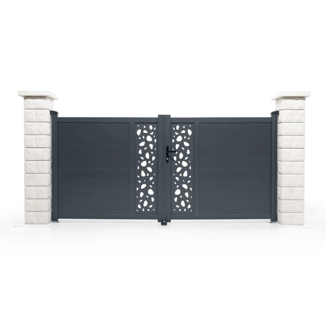 Casanoov Flügeltor Sunny 300x140cm & Gartentür Sunny 100x140cm Aluminium Grau