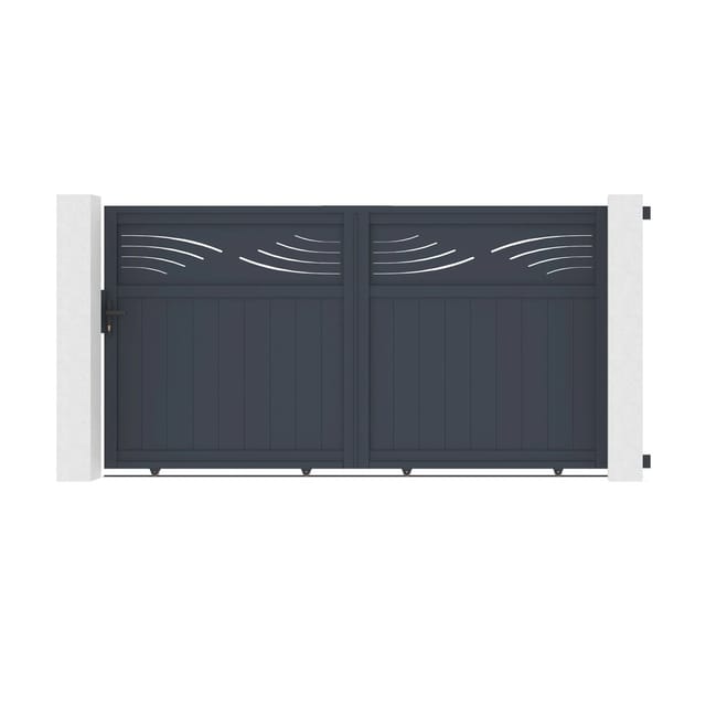 Casanoov Schiebetor Halti 300x160cm Aluminium & Gartentür 100x160cm Grau