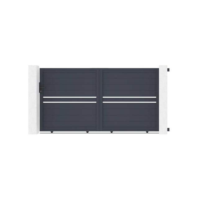 Casanoov Schiebetor Cimone 300x160cm Graues Aluminium & 2 Pfosten 20x20cm H.190cm