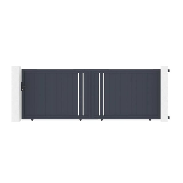 Casanoov Schiebetor Giona 400x140cm Aluminium & Tor Cimone 100x140cm Grau