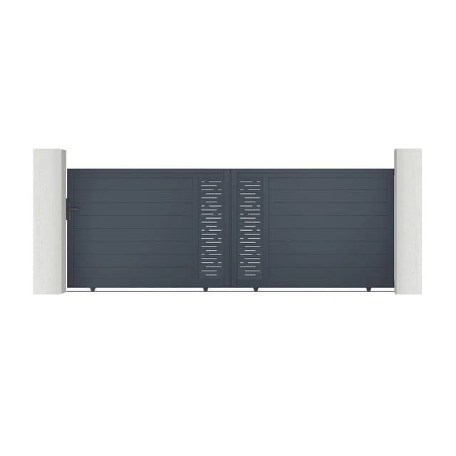 Casanoov Schiebetor Arlberg 400x140cm Aluminium & 2 Eifel Pfosten 20x20cm H.166cm Grau