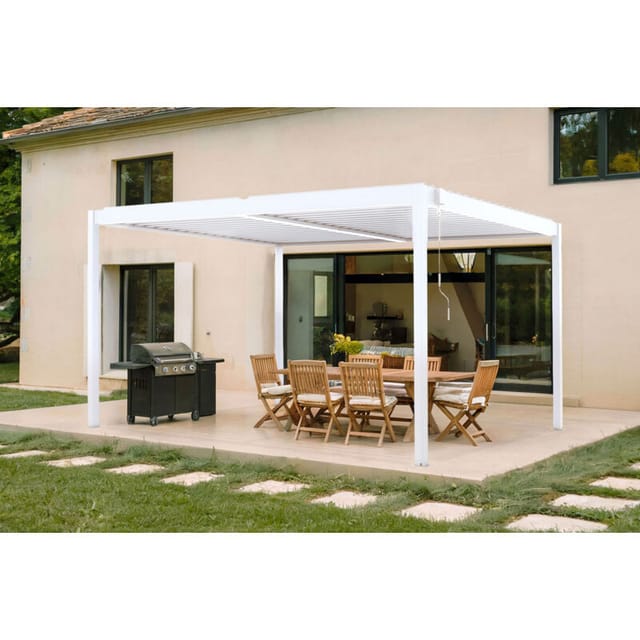 Cazeboo Piana 4X3M Selbsttragende Bioklimatische Pergola Aus Weißem Aluminium