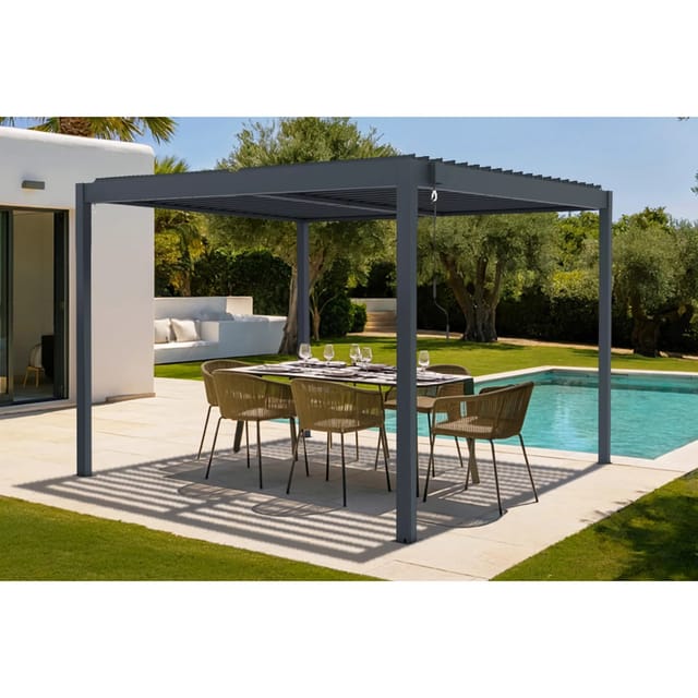 Cazeboo Piana 3X3M Selbsttragende Bioklimatische Pergola Aus Grauem Aluminium