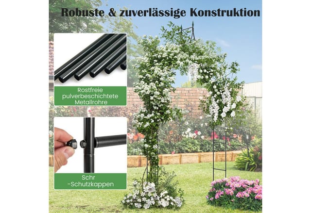 Costway Rosenbogen Metall Gartenbogen für Kletterpflanzen 125x39x287cm