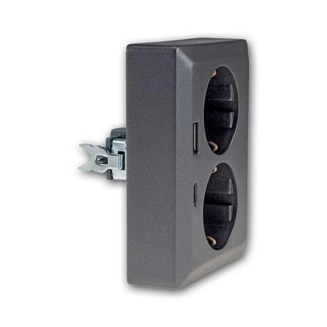 ChiliTec MILOS 2-Fach Steckdose Anthrazit für 1x UP Dose USB CA