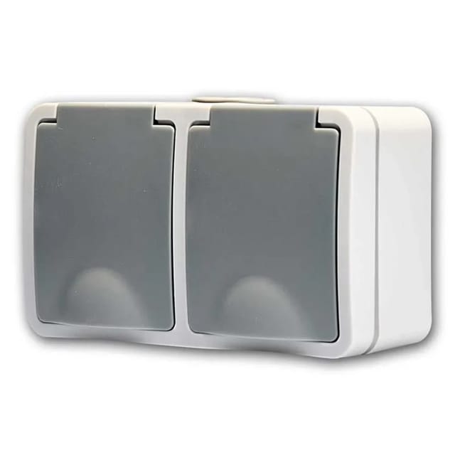 McPower FIX Doppelsteckdose Horizontal IP54 250V16A