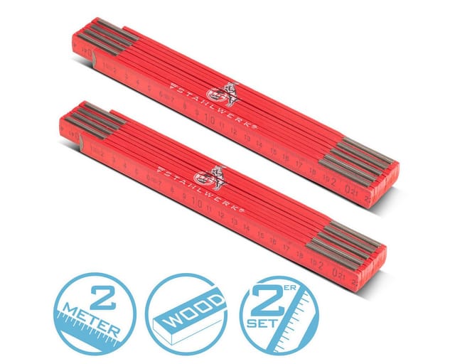 STAHLWERK Zollstock 1 FC Köln Edition 2er Set 2 M Meterstab Gliedermaßstab