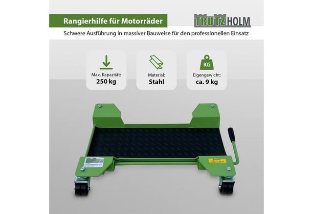 TRUTZHOLM Rangierhilfe Für Motorrad Mit Ständer 54x19 cm Last Bis 250kg Grün