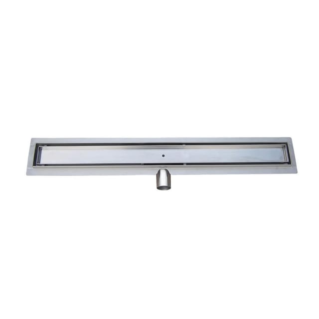 Glasdeals Befliesbare Edelstahl-Duschrinne 60 cm Grau mit Einleger Zum Befliesen und Siphon 4053