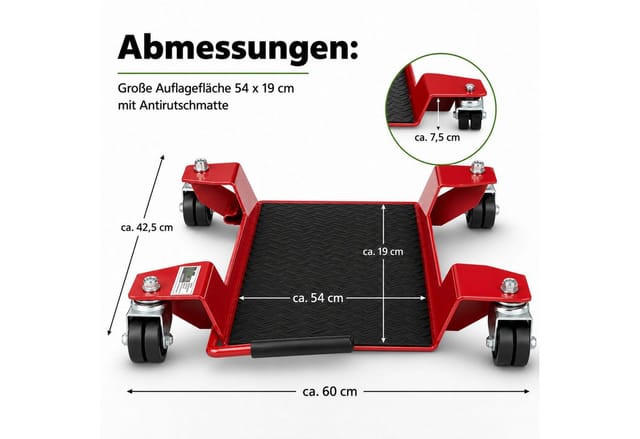 TRUTZHOLM Rangierhilfe Für Motorrad Mit Ständer 54x19 cm Last Bis 250kg Rot