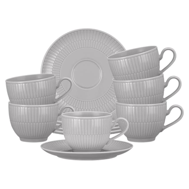 Seltmann Weiden Amina Kaffeetasse mit Untertasse 250 ml 6er Set Silbergrau