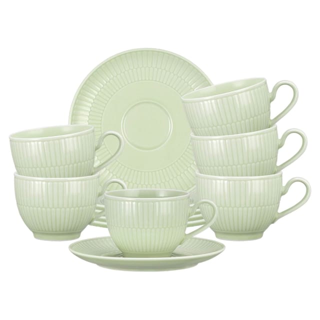 Seltmann Weiden Amina Kaffeetasse mit Untertasse 250 ml 6er Set Seladon