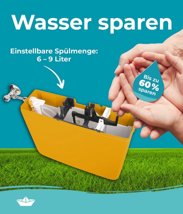 Calmwaters Aufputz-Spülkasten Elements Curry-Gelb Spül-Stopp-Funktion 29HB2729