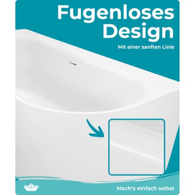 Calmwaters Vorwand-Badewanne Seamless Comfort 160x75cm Komplettset Rechts Schürze Vormontiert Fugenlos 02SL6223