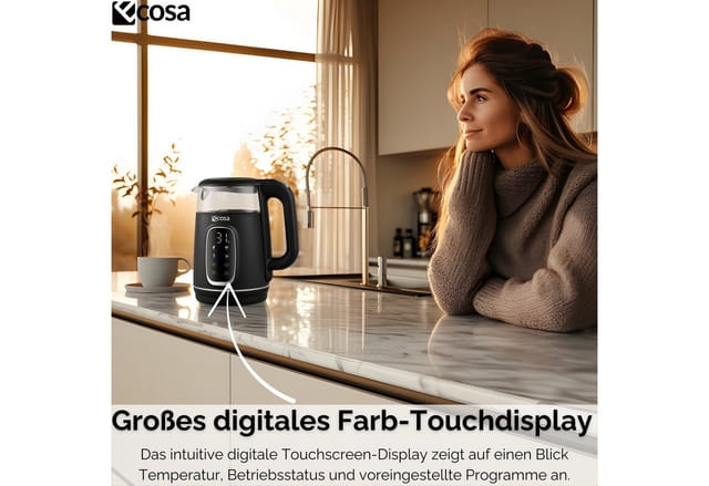 Ecosa EO-697 Wasserkocher mit Temperatureinstellung 1,7 L