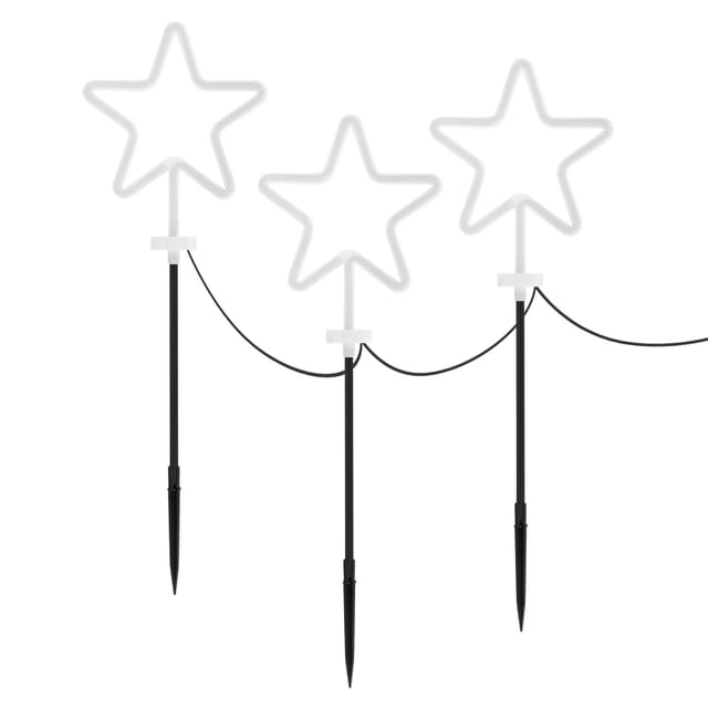 ECD Germany 3er Set Gartenstecker Stern H58 cm Außen für Weihnachten