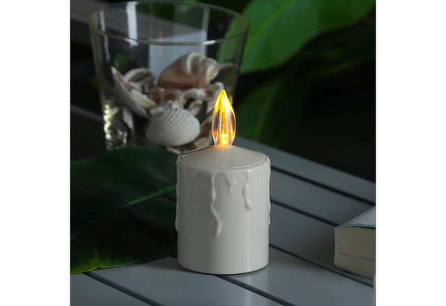 Marelida LED Kerze Grabkerze Grablicht Für Laternen H 11,5cm Lichtsensor Bis 500h Beige