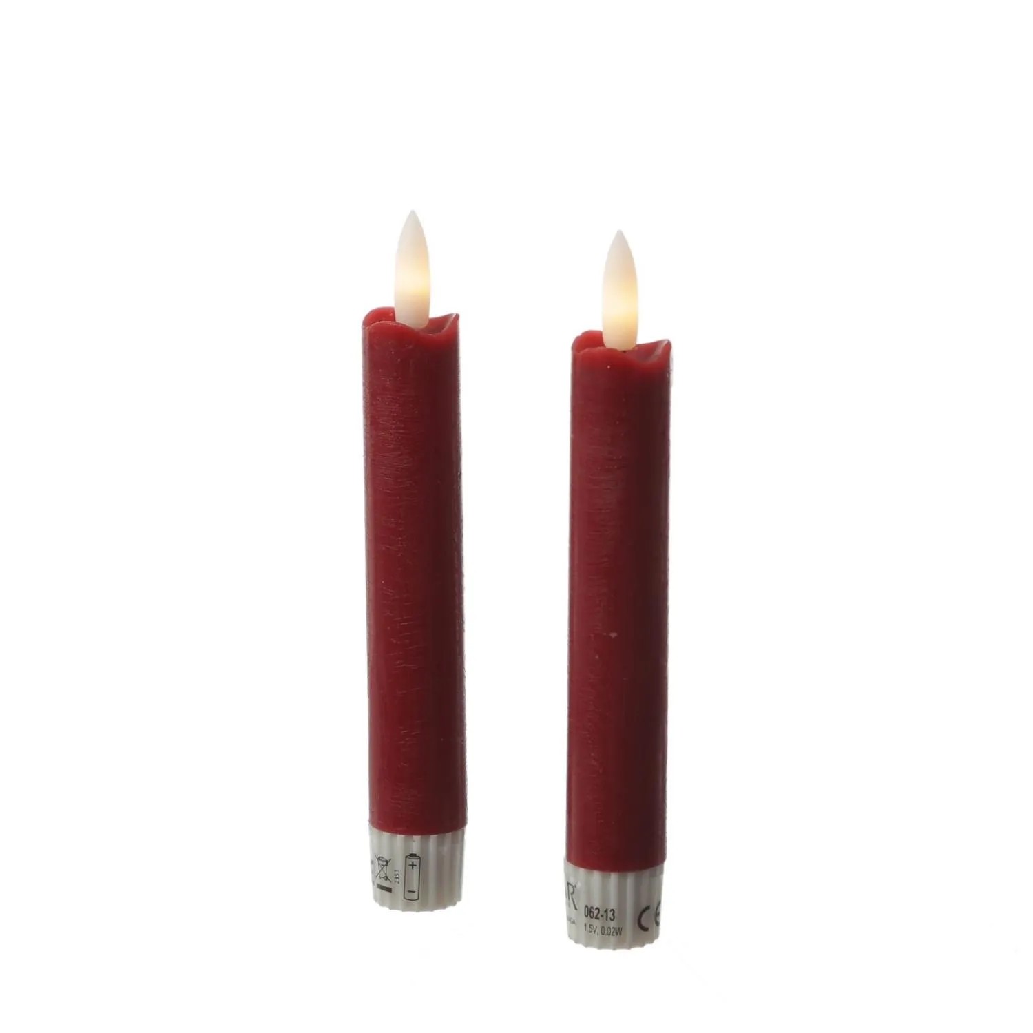Marelida LED Stabkerzen Tafelkerzen Spitzkerzen Echtwachs Rustik Optik H 15cm Rot 2St