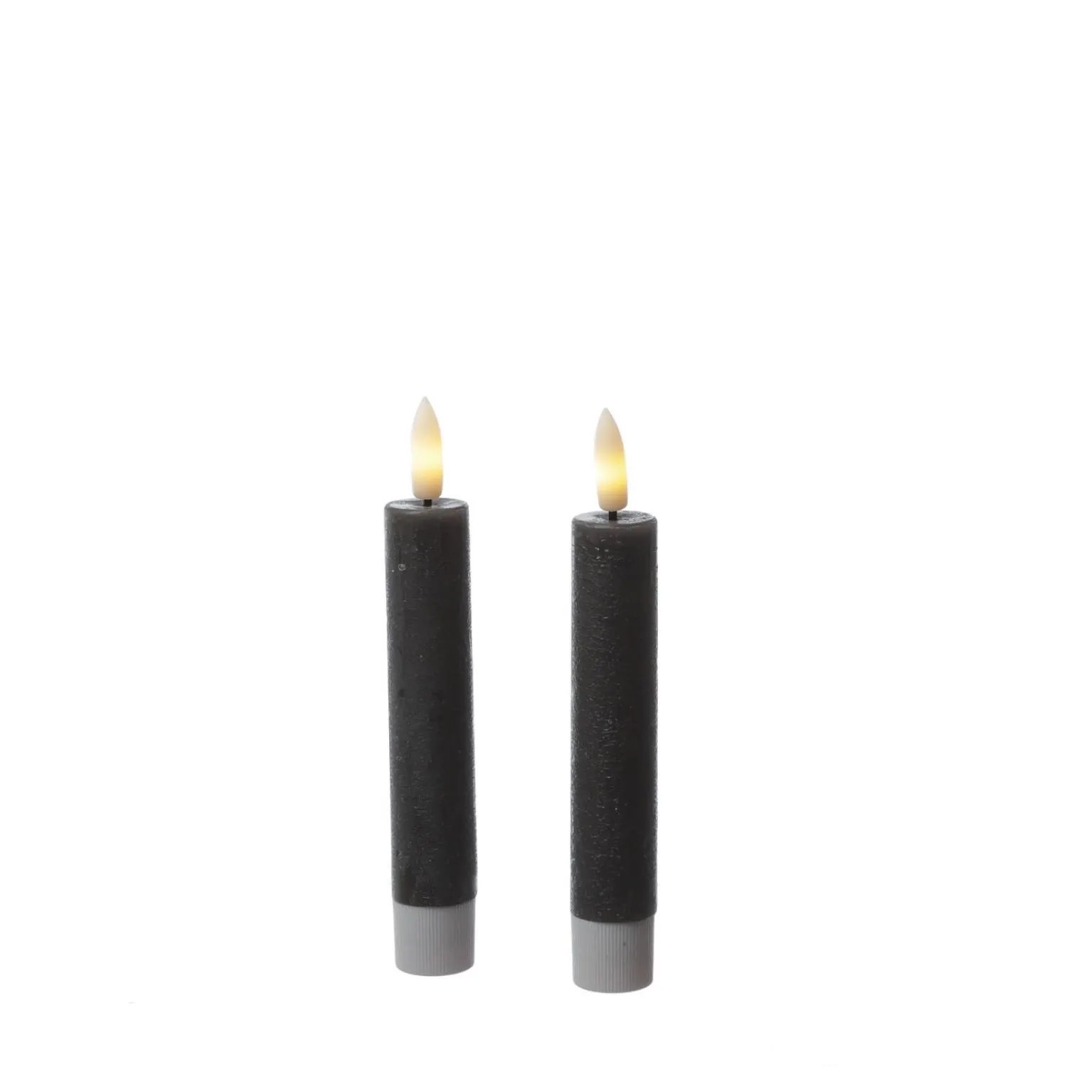 Marelida LED Stabkerzen Tafelkerzen Spitzkerzen Echtwachs Rustik Optik H 14cm Grau 2St