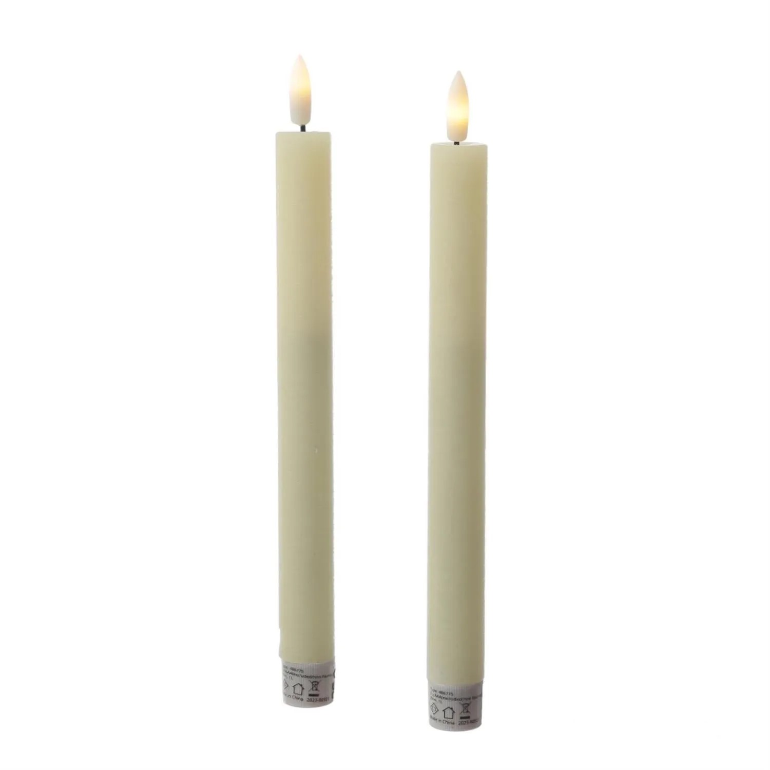 Marelida LED Stabkerzen Tafelkerzen Spitzkerzen Echtwachs Rustik Optik H 24cm Creme 2St