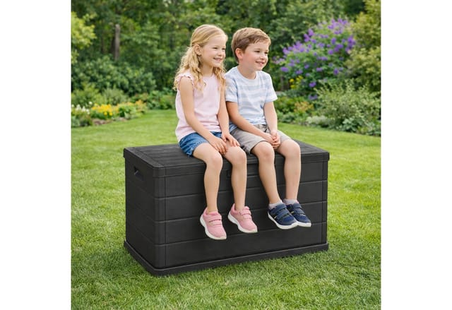 Mojawo Kunststoff Auflagenbox Kissenbox Gartenbox Sitzbank für Polsterauflagen Kunststoff Wasserdicht Anthrazit 170Liter