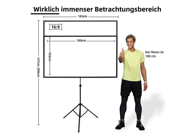 CCLIFE Klappbar Beamer Leinwand mit Stativ Inklusiv Montagematerial 80 Zoll Projektionsleinwand Rolloleinwand Heimkino Mobile