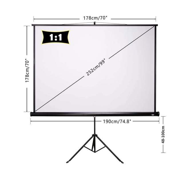 CCLIFE Beamer Leinwand mit Stativ Inklusiv Montagematerial 99 Zoll Projektionsleinwand Rolloleinwand Heimkino Mobile