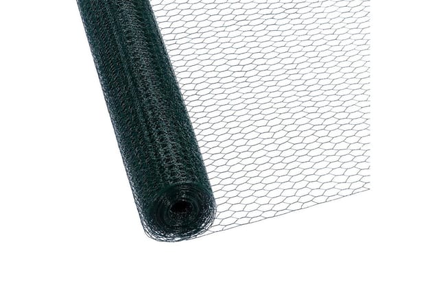 CCLIFE Hühnerzaun Geflügelnetz 45mm Maschenweite 100cm Höhe 15m Länge PVC-Beschichtet Grün