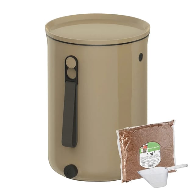 Skaza Küchenkompostbehälter Bokashi Organko Starterset 9,6 Liter Braun Beige