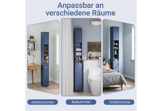 SoBuy Badezimmerschrank Hochschrank Badregal mit 6 Einlegeböden 20x180x20cm BZR34-II-B