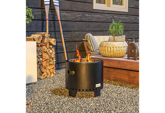 Outsunny Feuerschale Metall Edelstahl Schwarz 45 x 42H cm