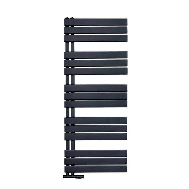 Belrad Handtuchheizkörper/Badheizkörper Paneel Anschluss Linksseitig Schwarz 1600x600