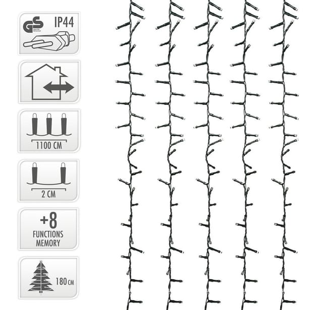 ECD Germany LED Cluster Lichterkette 11m 560 LEDs Extra Warmweiß 3m Stromkabel
