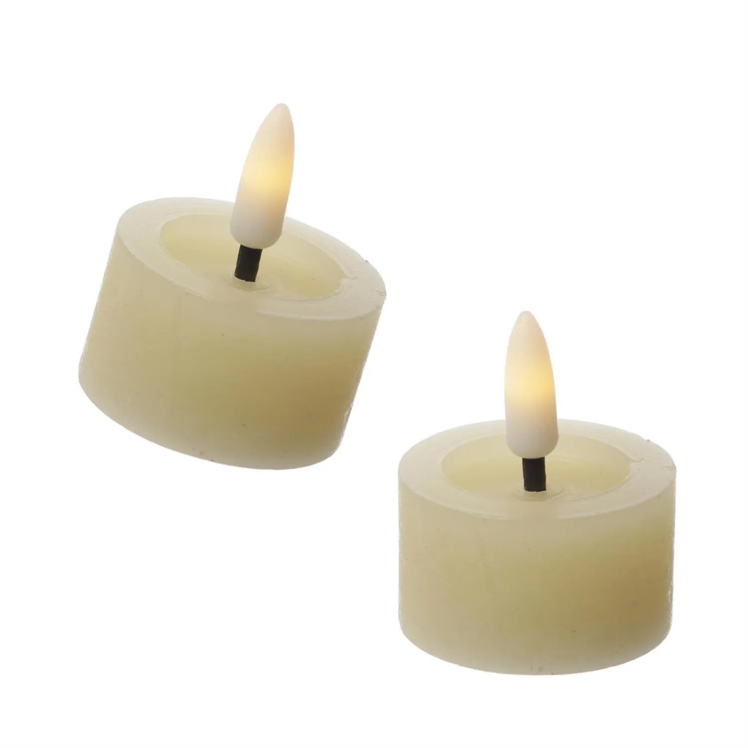 Marelida LED Teelichter Lina Rustik Optik Mit Batterien Echtwachs D 4,4cm Creme 2 Stück