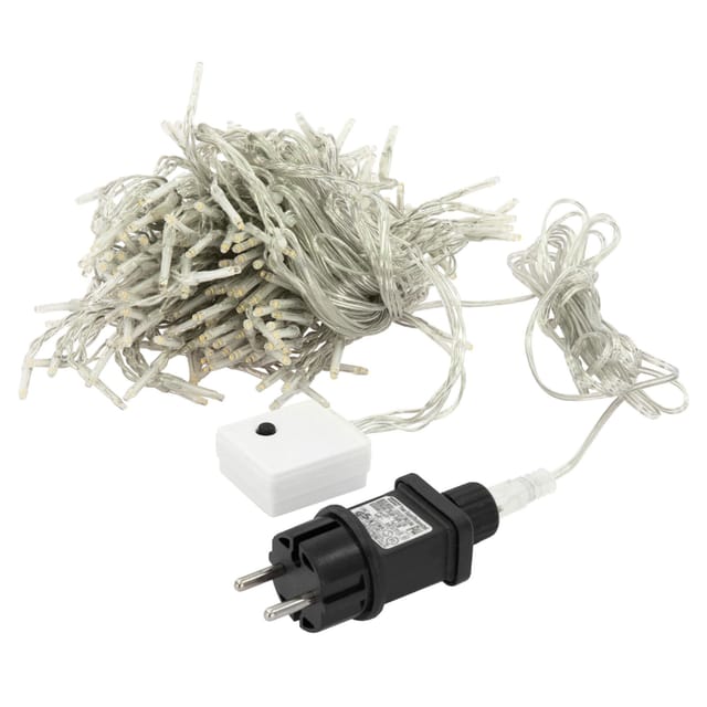 ECD Germany LED Lichtervorhang 2x1,5m 240 Kaltweiße LEDs 12 Funktionen IP44